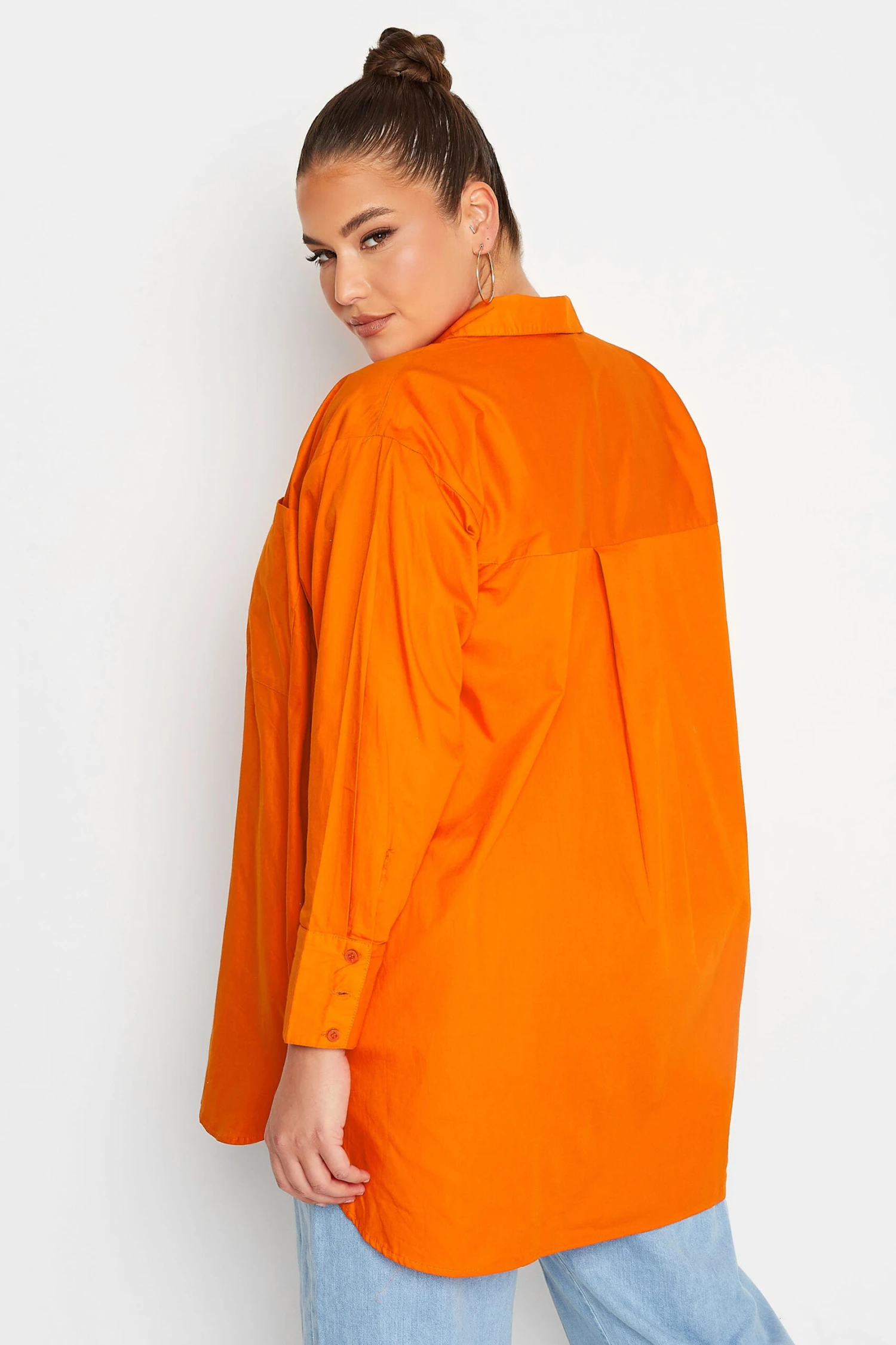 LIMITED COLLECTION Curve Bright Orange Oversized Boyfriend Shirt 3 LIMITED COLLECTION Curve Bright Orange Oversized Boyfriend Shirt - Image 3