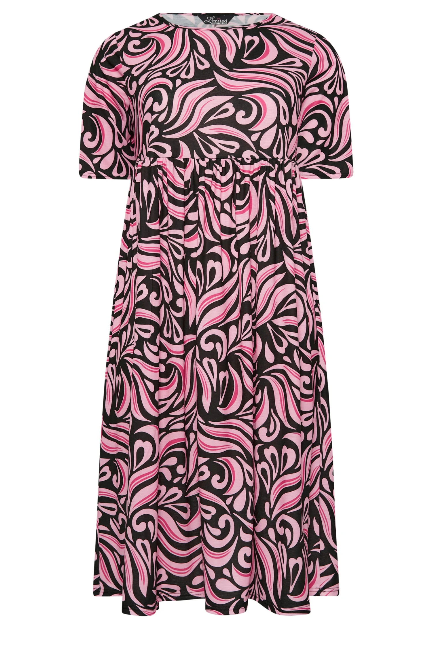 LIMITED COLLECTION Curve Pink Swirl Print Midaxi Smock Dress 5 LIMITED COLLECTION Curve Pink Swirl Print Midaxi Smock Dress - Image 5