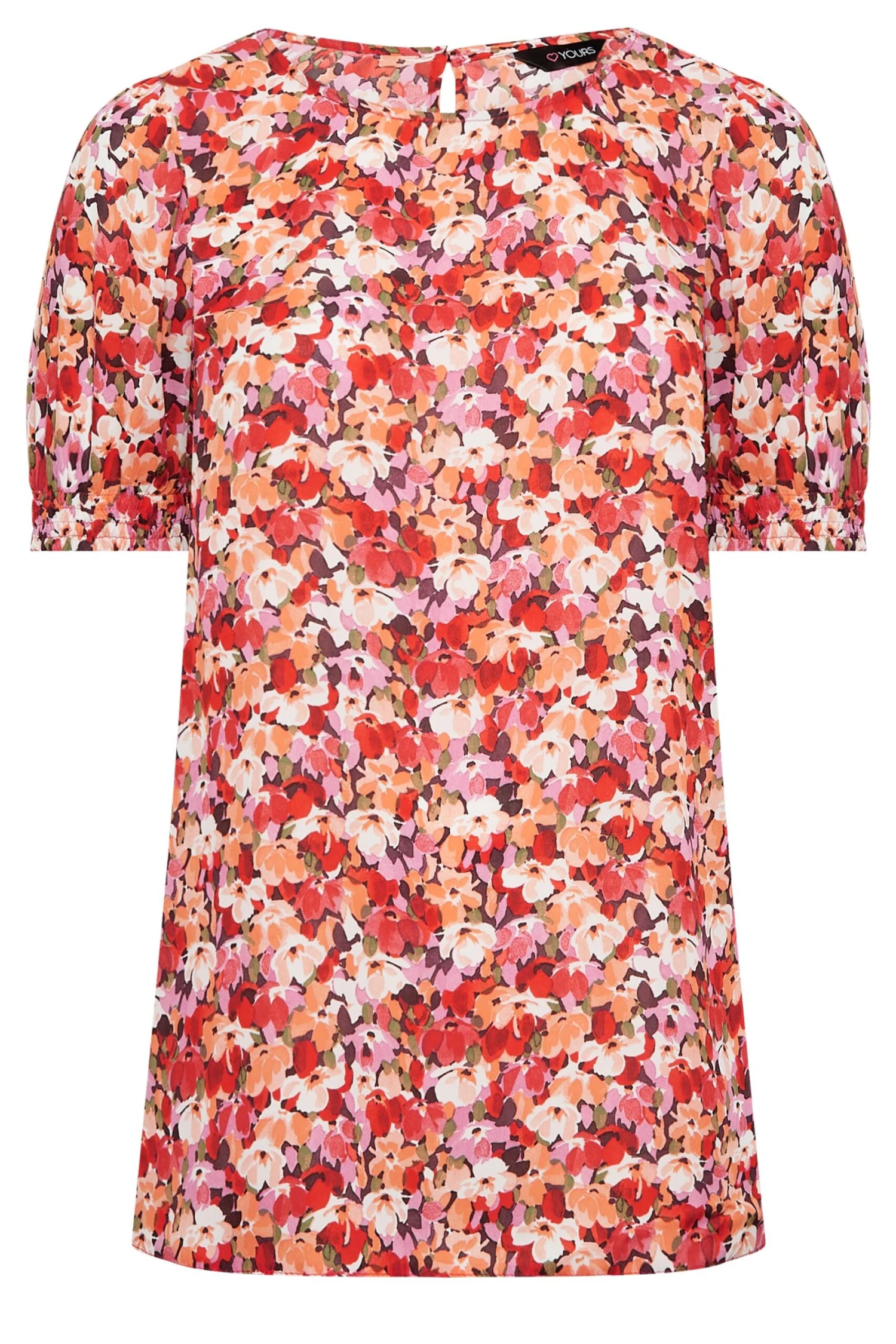 YOURS Curve Orange Floral Short Sleeve Blouse 5 YOURS Curve Orange Floral Short Sleeve Blouse - Image 5