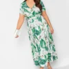 YOURS Curve White Leaf Print Maxi Wrap Dress