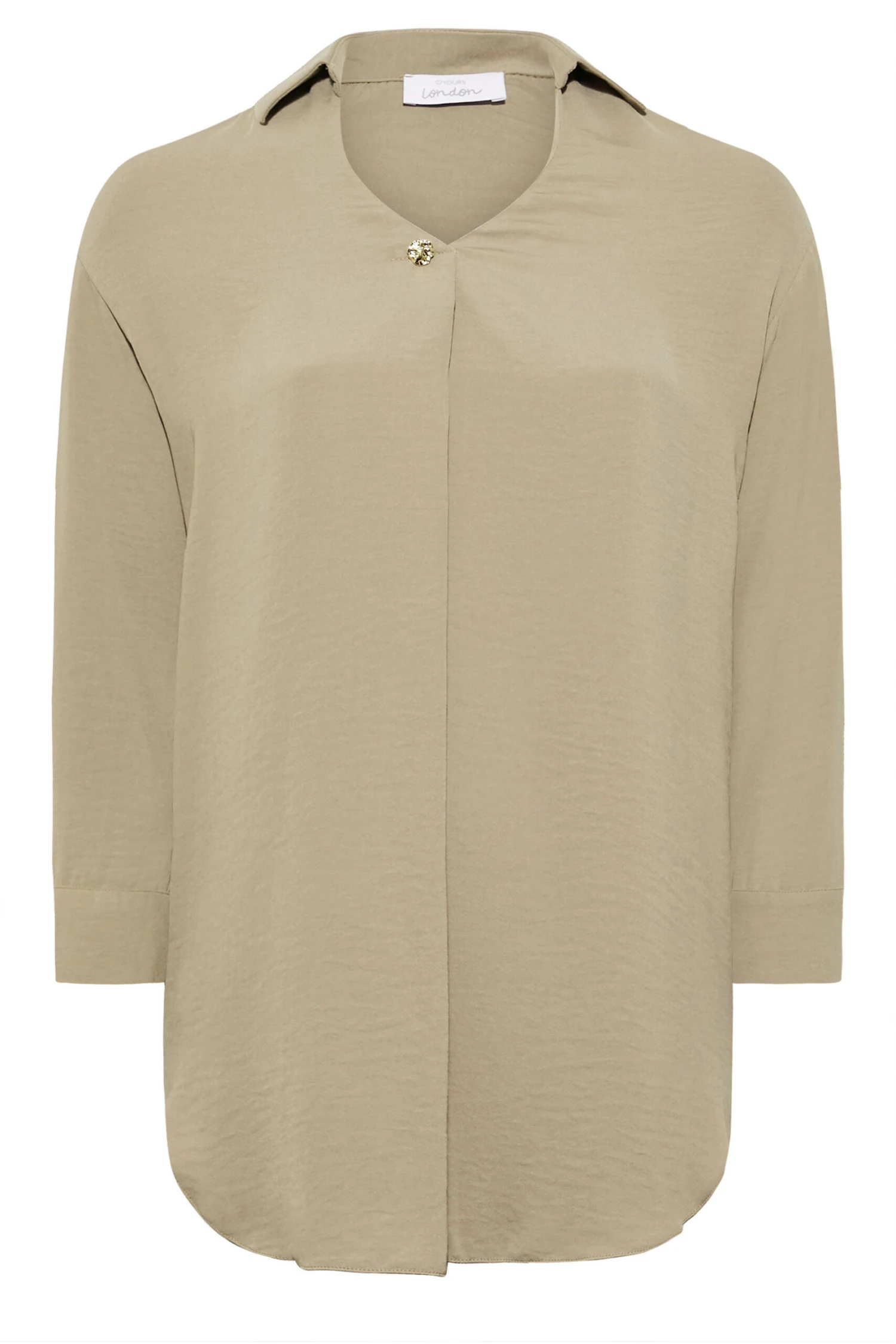 YOURS LONDON Curve Beige Brown Button Blouse 5 YOURS LONDON Curve Beige Brown Button Blouse - Image 5