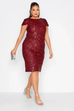 YOURS LONDON Curve Red Sequin Embellished Shift Dress