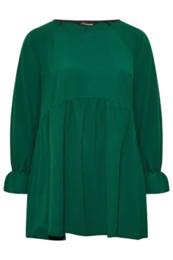 LIMITED COLLECTION Curve Forest Green Peplum Blouse -Outlet Stylo Wise Store 05022497 31c6 4f 215228 X scaled