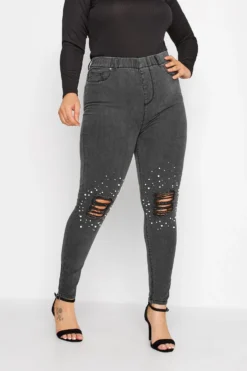 YOURS Curve Black Embellished Knee Stretch GRACE Jeggings -Outlet Stylo Wise Store 057308a7 b824 44 143082 A scaled