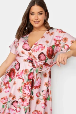 YOURS LONDON Curve Pink Floral Print Wrap Midi Dress -Outlet Stylo Wise Store 05936f15 fe9c 4b 161283 D scaled