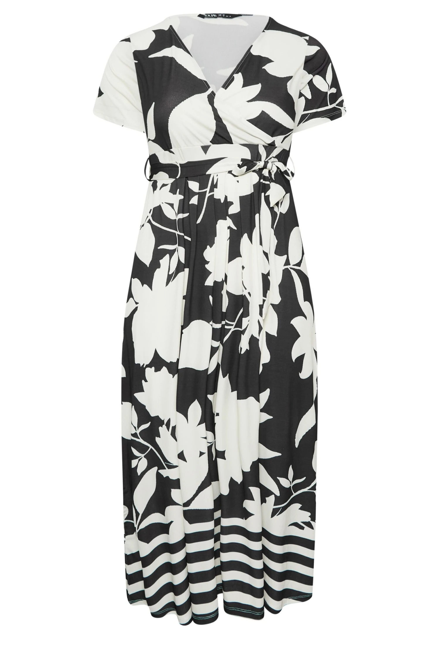 YOURS Curve Black Floral Midaxi Wrap Dress 5 YOURS Curve Black Floral Midaxi Wrap Dress - Image 5