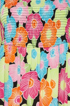 YOURS Curve Pink & Blue Floral Print Shirred Midi Dress -Outlet Stylo Wise Store 07472bd9 acd3 46 137285 Z scaled