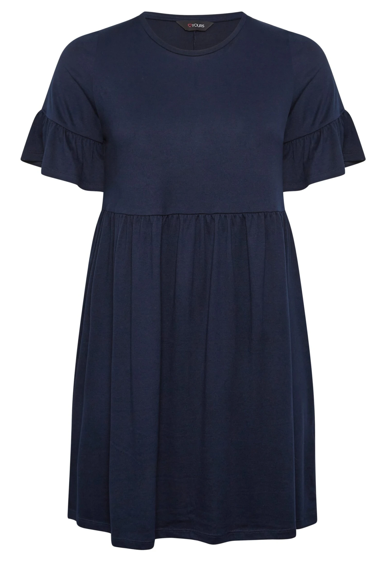 YOURS Curve Navy Blue Frill Sleeve Smock Dress 5 YOURS Curve Navy Blue Frill Sleeve Smock Dress - Image 5