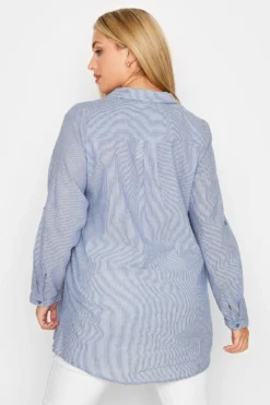 YOURS Curve Blue Stripe Placket Shirt 8 YOURS Curve Blue Stripe Placket Shirt -Outlet Stylo Wise Store 09792ebf f909 40 174050 D scaled