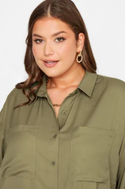 YOURS Curve Khaki Green Oversized Boyfriend Shirt 8 YOURS Curve Khaki Green Oversized Boyfriend Shirt -Outlet Stylo Wise Store 09bb4ee4 c28f 41 131695 D scaled