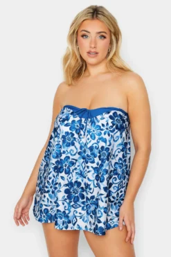 YOURS Curve Blue Floral Print Tankini Top