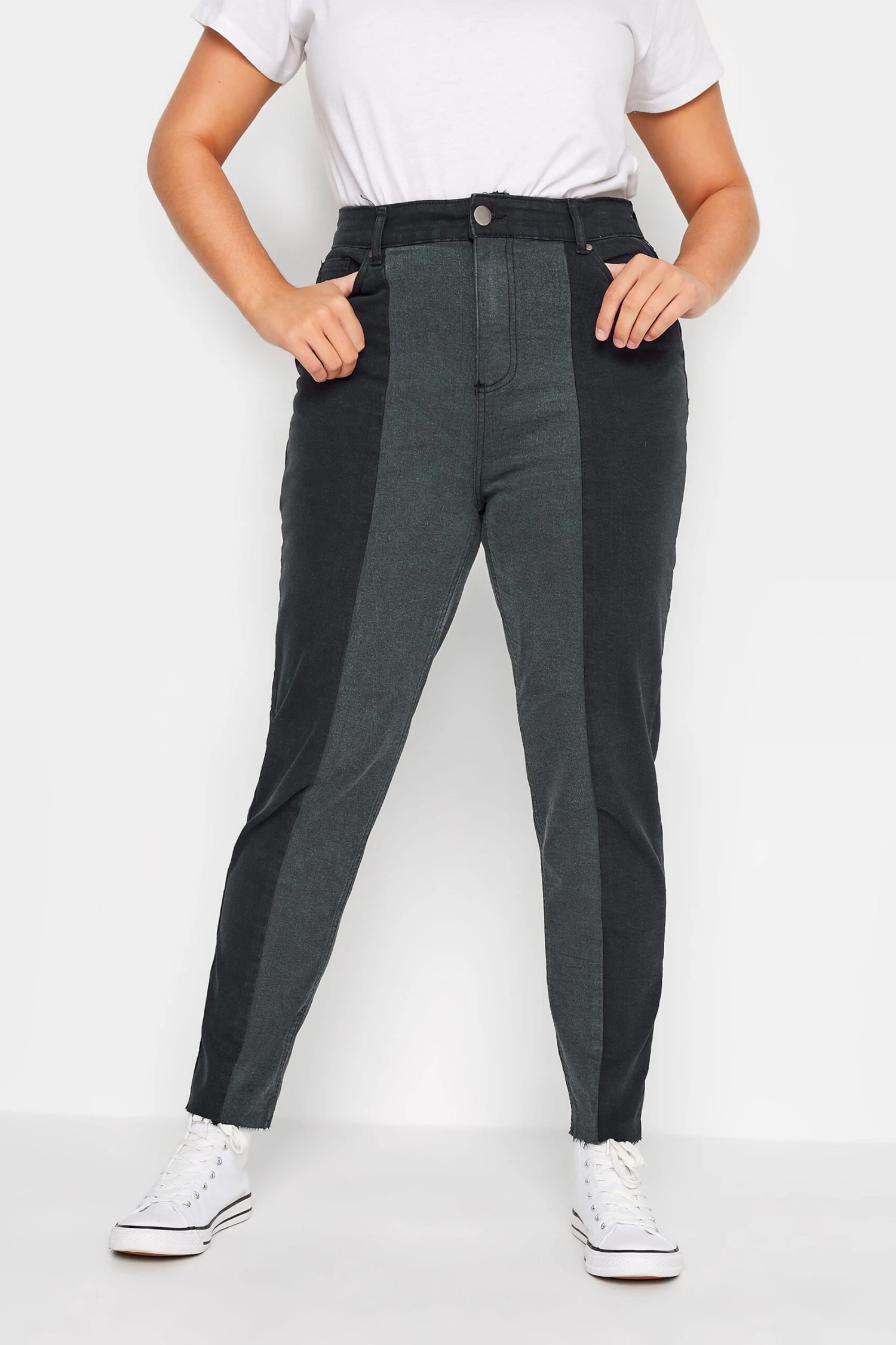 YOURS Curve Black Two Tone Stretch MOM Jeans 5 YOURS Curve Black Two Tone Stretch MOM Jeans - Image 5