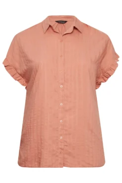 YOURS Curve Coral Orange Frill Sleeve Collared Shirt -Outlet Stylo Wise Store 0ad74af6 d982 4a 174311 X scaled
