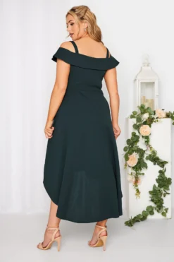 YOURS LONDON Curve Black Bardot High Low Midi Dress