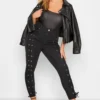YOURS Curve Black Lace Up Skinny Stretch AVA Jeans