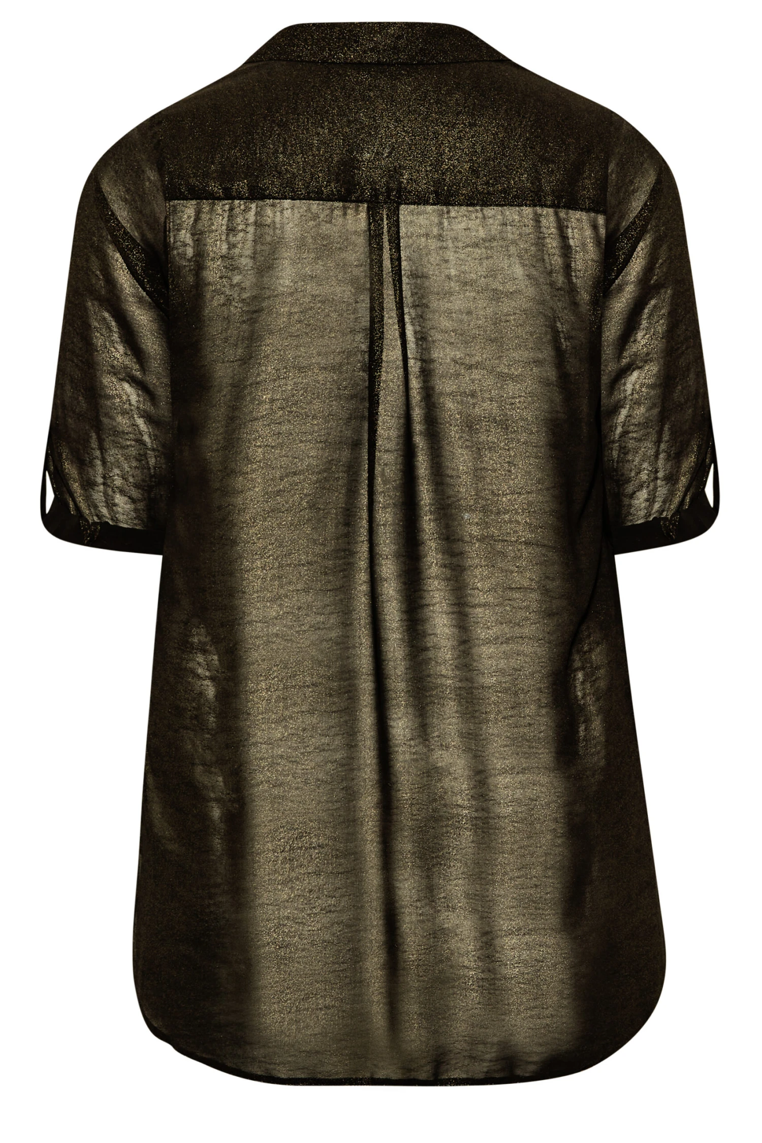 YOURS Curve Black & Gold Shimmer Button Through Shirt 6 YOURS Curve Black & Gold Shimmer Button Through Shirt - Image 6