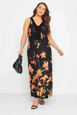 YOURS LONDON Curve Black Floral Maxi Dress