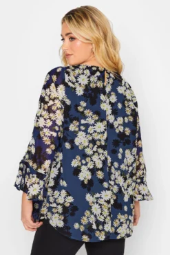 YOURS Curve Blue Floral Bell Sleeve Blouse -Outlet Stylo Wise Store 0d9bf18d b680 42 174194 E scaled