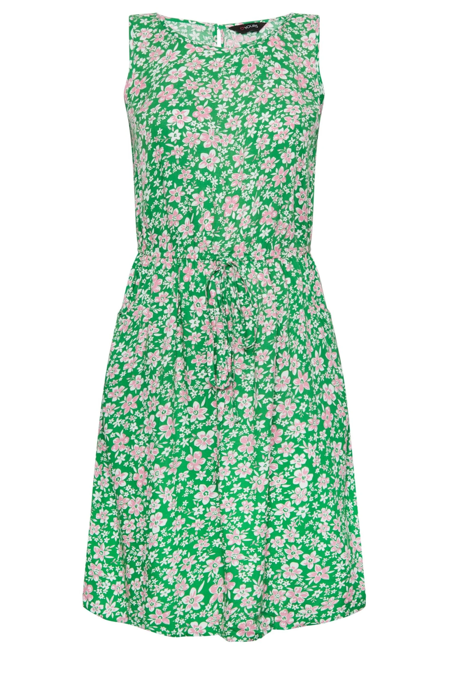 YOURS Curve Green Floral Ditsy Print Mini Dress 5 YOURS Curve Green Floral Ditsy Print Mini Dress - Image 5