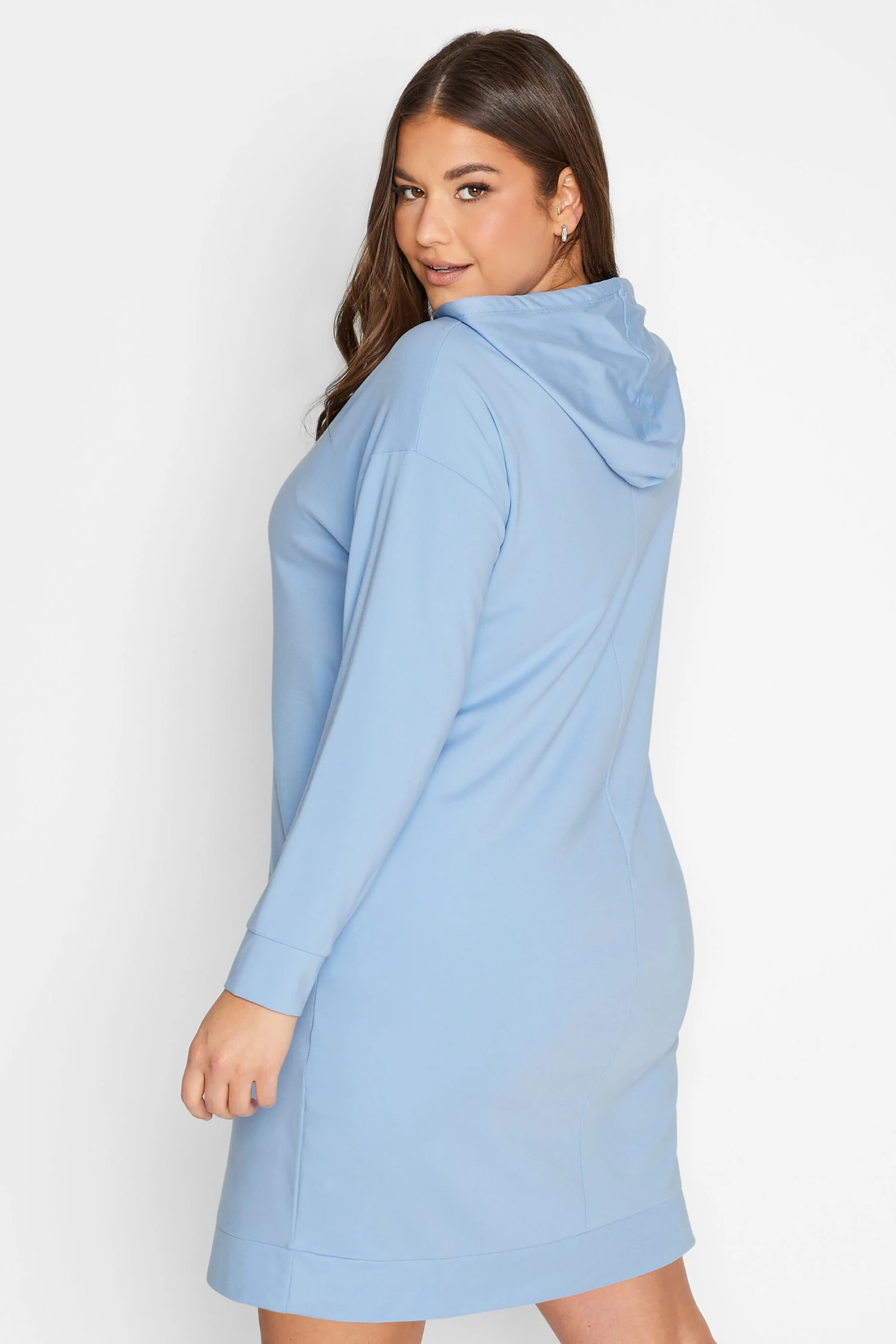 YOURS Curve Baby Blue Pocket Hoodie Dress 2 YOURS Curve Baby Blue Pocket Hoodie Dress - Image 2