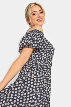 LIMITED COLLECTION Curve Navy Blue Daisy Print Cold Shoulder Dress -Outlet Stylo Wise Store 0eac418a c601 49 215642 D scaled