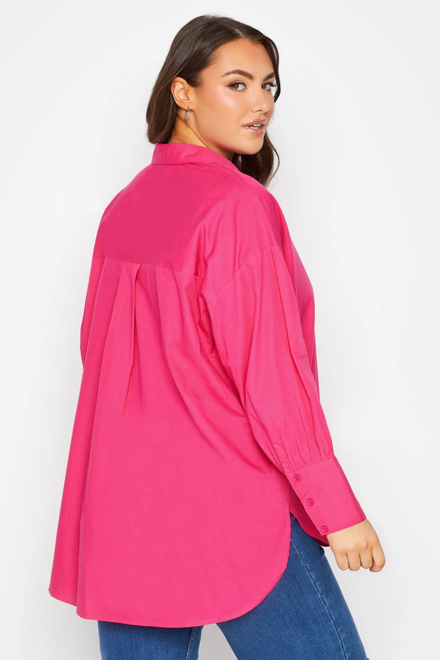 YOURS Curve Pink Oversized Poplin Shirt 2 YOURS Curve Pink Oversized Poplin Shirt - Image 2