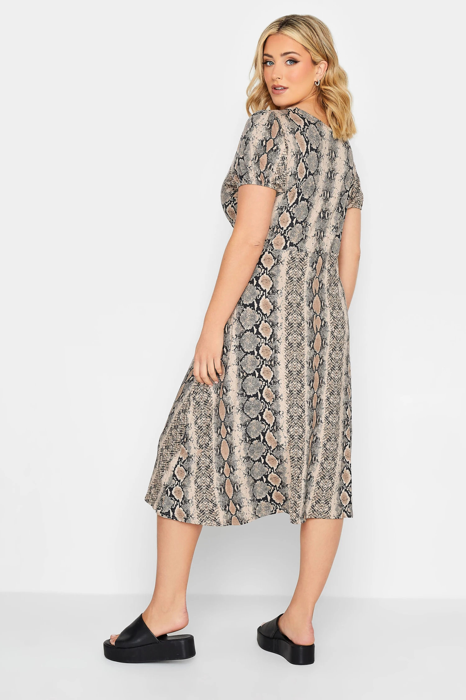 YOURS PETITE Curve Black Snake Print Midi Dress 2 YOURS PETITE Curve Black Snake Print Midi Dress - Image 2