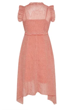 YOURS Curve Coral Pink Polka Dot Print Hanky Hem Dress -Outlet Stylo Wise Store 112eeefc a2bf 42 174007 Y scaled