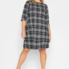 YOURS Curve Black Check Soft Touch Tunic Dress