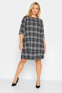 YOURS Curve Black Check Soft Touch Tunic Dress