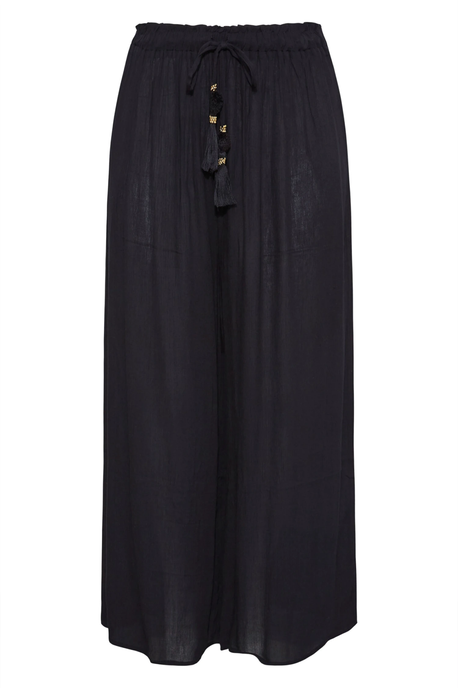 YOURS Curve Black Wide Leg Beach Trousers 3 YOURS Curve Black Wide Leg Beach Trousers - Image 3