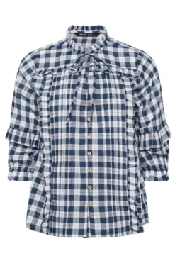 YOURS PETITE Curve Navy Blue Check Frill Shirt -Outlet Stylo Wise Store 13a9d18f 65b1 49 174656 X scaled