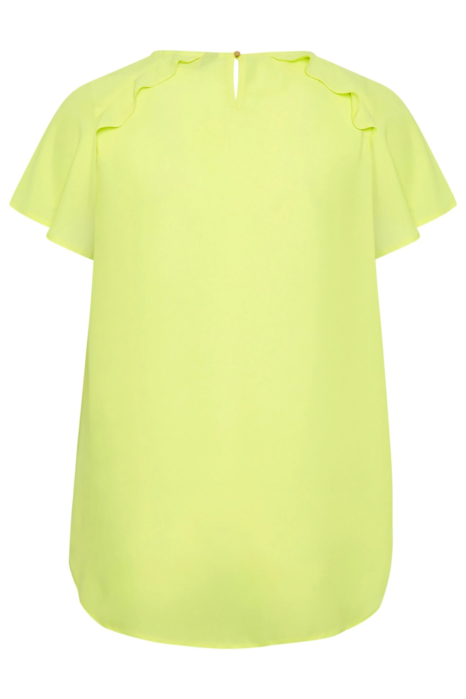 YOURS Curve Yellow Frill Short Sleeve Blouse 6 YOURS Curve Yellow Frill Short Sleeve Blouse - Image 6