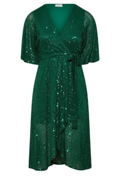 YOURS LONDON Curve Green Sequin Embellished Double Wrap Dress -Outlet Stylo Wise Store 14326fd3 0ed3 4e 161394 X scaled