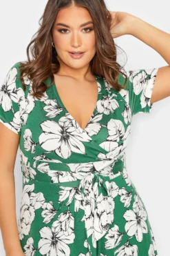 YOURS Curve Green Floral Wrap Dress -Outlet Stylo Wise Store 1485e6cf b1bd 48 301600 D scaled