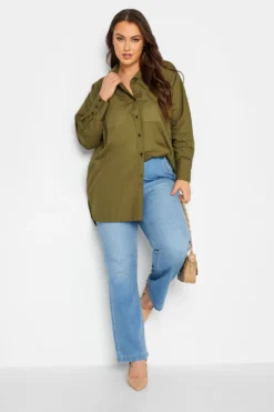 LIMITED COLLECTION Curve Khaki Green Oversized Boyfriend Shirt