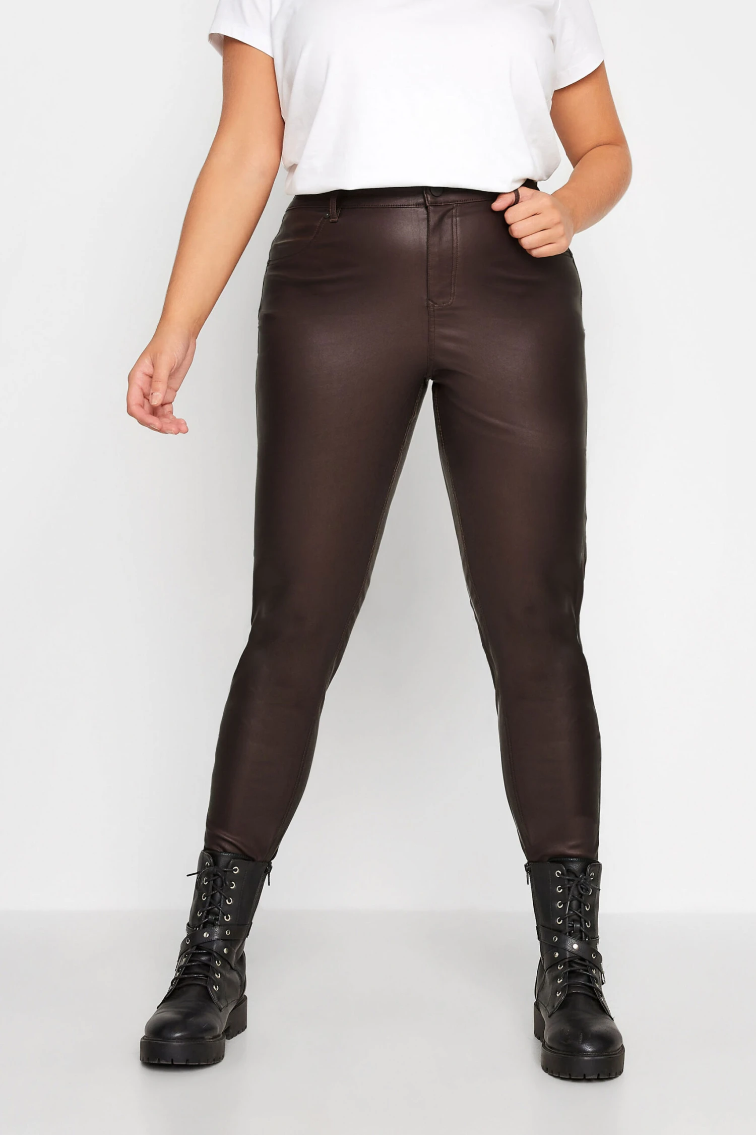YOURS Curve Chocolate Brown Coated Skinny Stretch AVA Jeans 6 YOURS Curve Chocolate Brown Coated Skinny Stretch AVA Jeans - Image 6