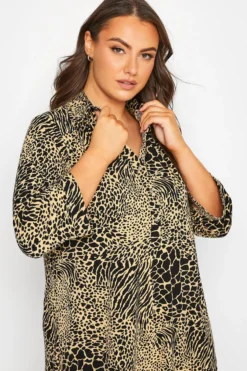 YOURS Curve Black & Beige Brown Animal Print Blouse -Outlet Stylo Wise Store 15cfb28d 7908 4d 174187 D scaled