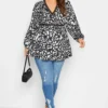 LIMITED COLLECTION Curve Black Animal Print Lace Blouse