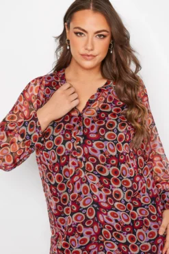 YOURS Curve Black & Red Retro Swirl Print Balloon Sleeve Shirt -Outlet Stylo Wise Store 1635bab3 af1d 44 174023 D scaled