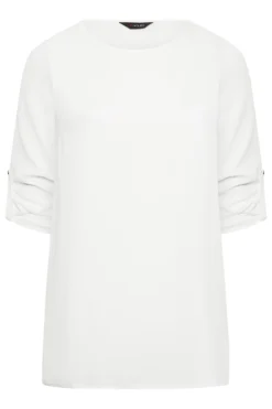 YOURS Curve White Tab Sleeve Blouse -Outlet Stylo Wise Store 170ed72c a0c2 45 174260 X scaled