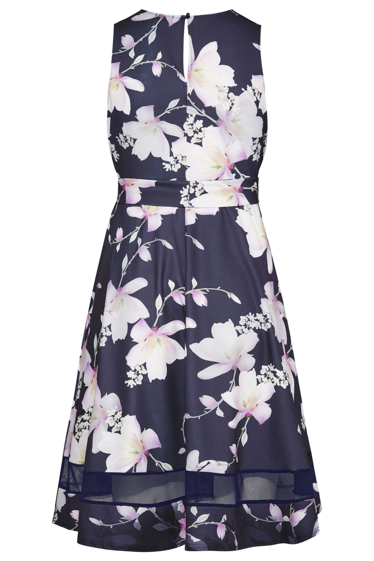 YOURS LONDON Curve Navy Blue Floral Mesh Panel Skater Dress 6 YOURS LONDON Curve Navy Blue Floral Mesh Panel Skater Dress - Image 6