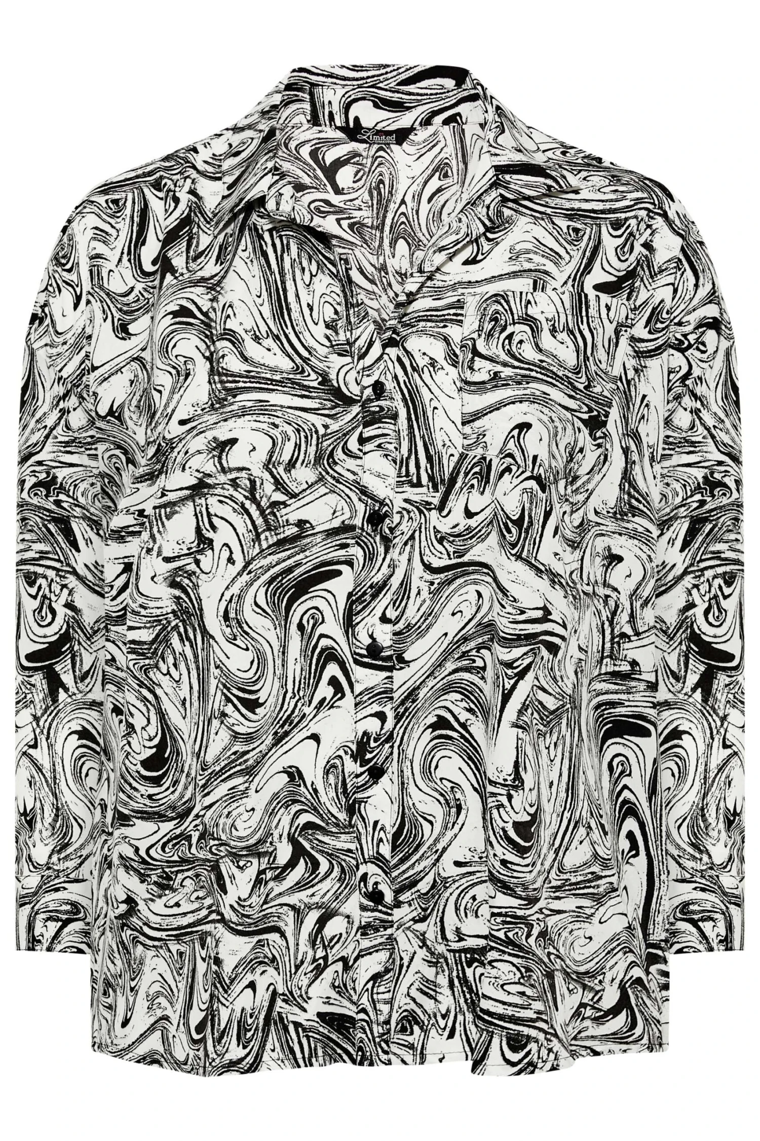 LIMITED COLLECTION Curve White & Black Marble Print Shirt 5 LIMITED COLLECTION Curve White & Black Marble Print Shirt - Image 5