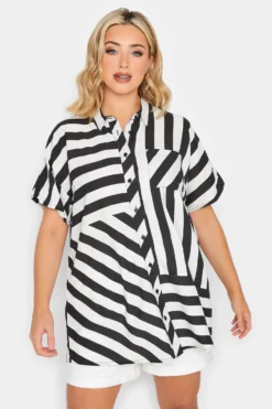 YOURS Curve Black Stripe Print Shirt