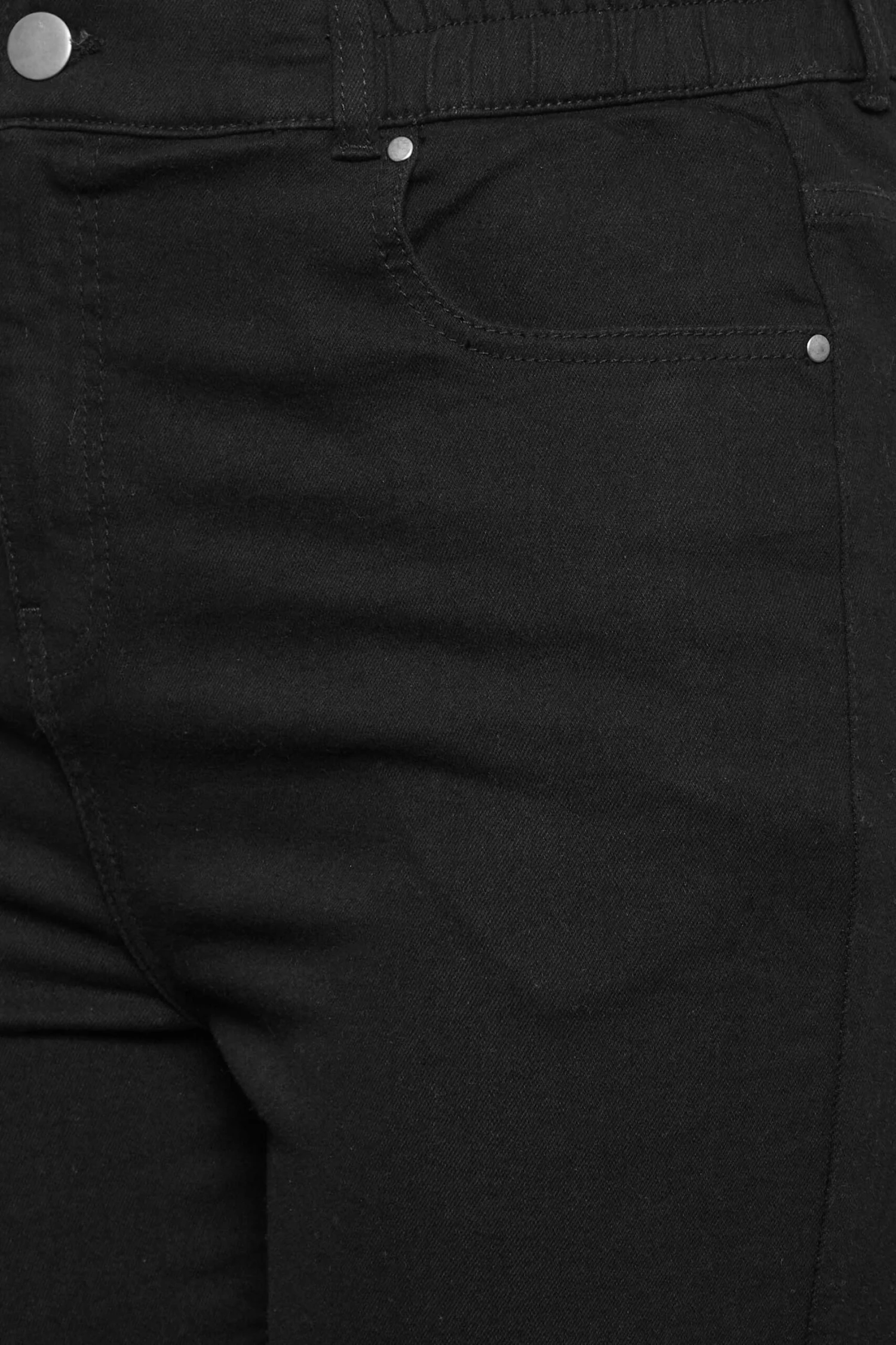 YOURS Curve Black Elasticated Waist Stretch Wide Leg Jeans 3 YOURS Curve Black Elasticated Waist Stretch Wide Leg Jeans - Image 3