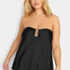 YOURS Curve Black Metal Trim A-Line Tankini Top