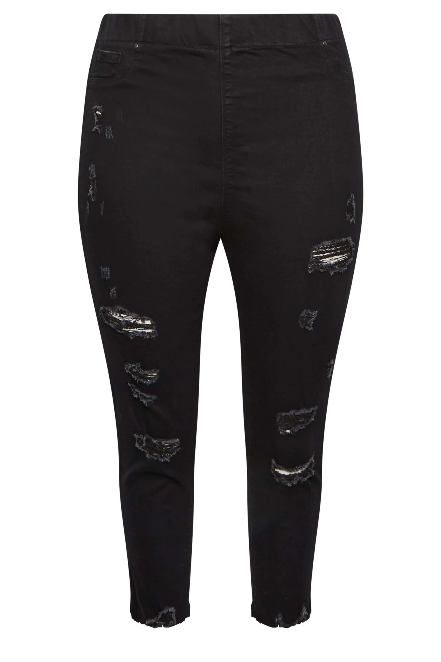 YOURS Curve Black Stretch Ripped Cropped JENNY Jeggings 5 YOURS Curve Black Stretch Ripped Cropped JENNY Jeggings - Image 5