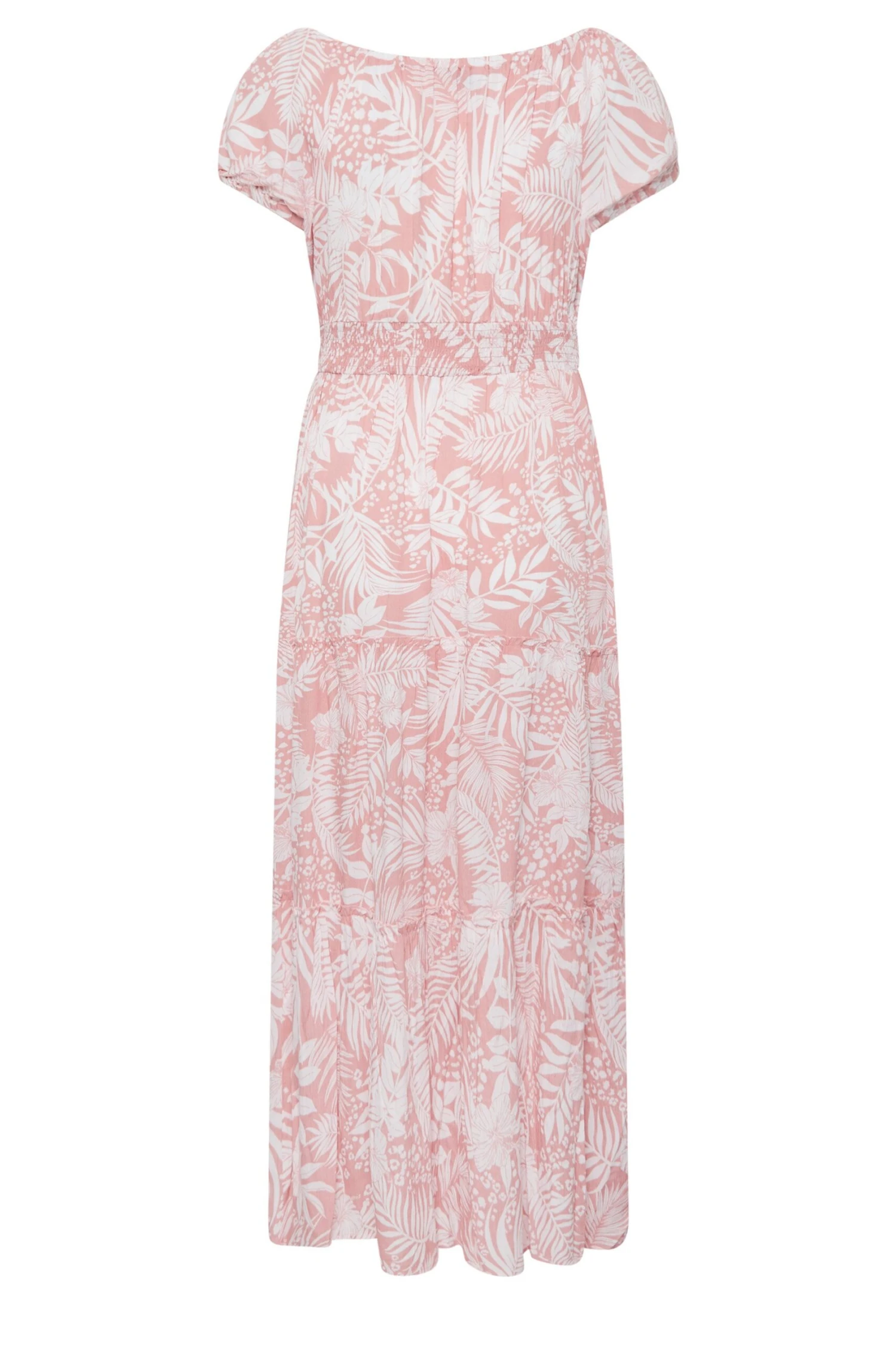 YOURS Curve Pink Tropical Print Bardot Maxi Dress 6 YOURS Curve Pink Tropical Print Bardot Maxi Dress - Image 6