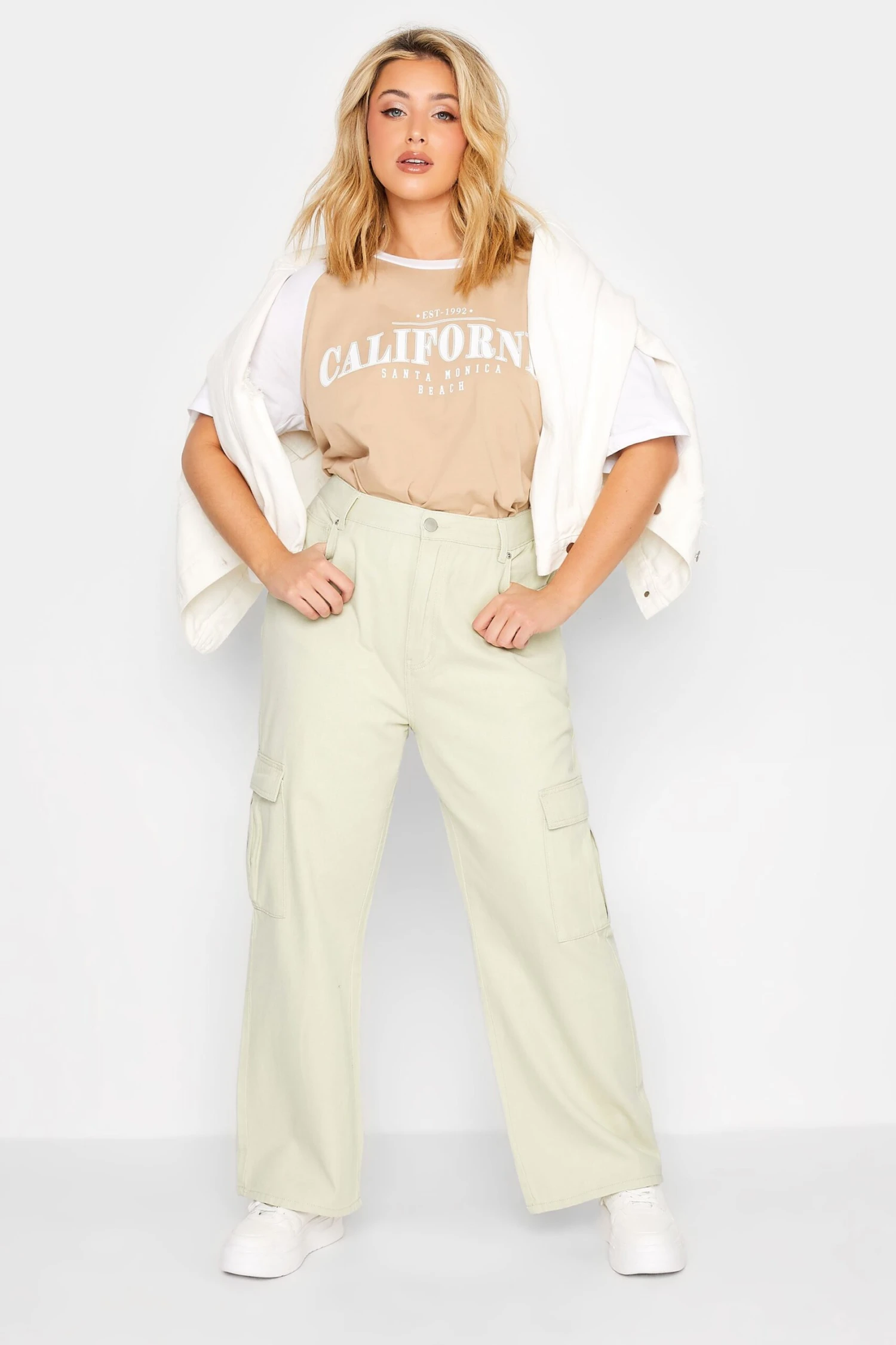 YOURS Curve Stone Brown Cargo Jeans 2 YOURS Curve Stone Brown Cargo Jeans - Image 2