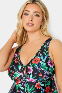 YOURS Curve Black Floral Print Tankini Top -Outlet Stylo Wise Store 1dde82e0 e5a9 46 150282 D scaled